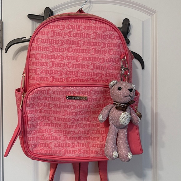 Juicy Couture Other - Juicy Couture Pink Kids Backpack with Sparkly Bear Charm